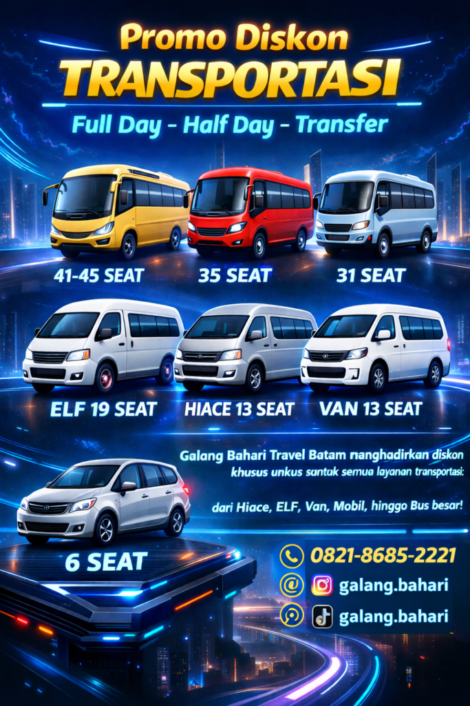 Update Harga Sewa Bus Batam Terbaru 2026 Daftar Lengkap Big, Medium & Mini Bus Murah untuk Wisata, Event, Sekolah & Perusahaan – Call/WA 0821-8685-2221
