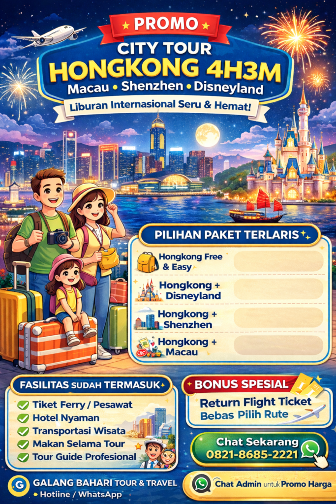 Promo Paket Tour Hongkong 4 Hari 3 Malam Macau Shenzhen Disneyland – Liburan Internasional Hemat Hubungi 0821-8685-2221